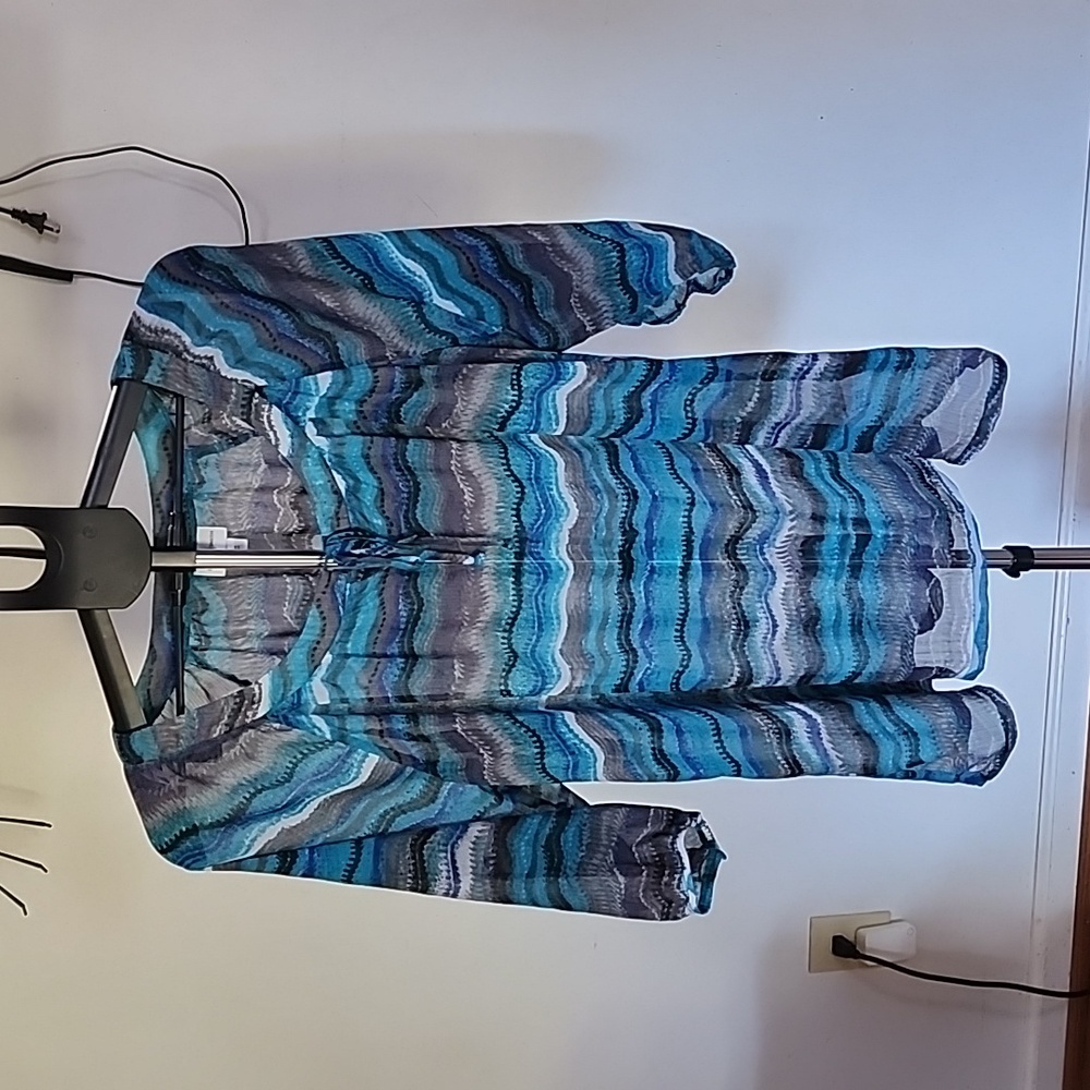 Plus-size Women's Jaclyn Smith Semi-sheer Blouse, Turquoise Multi,  Size 2X